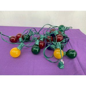 MCM Blow Mold Christmas Lights Blue, Red Green, and Gold 2 Inch Bulbs